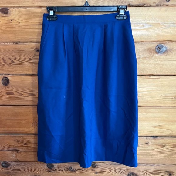 Vintage Burberry Navy Pencil Skirt sz 6 - Picture 1 of 7